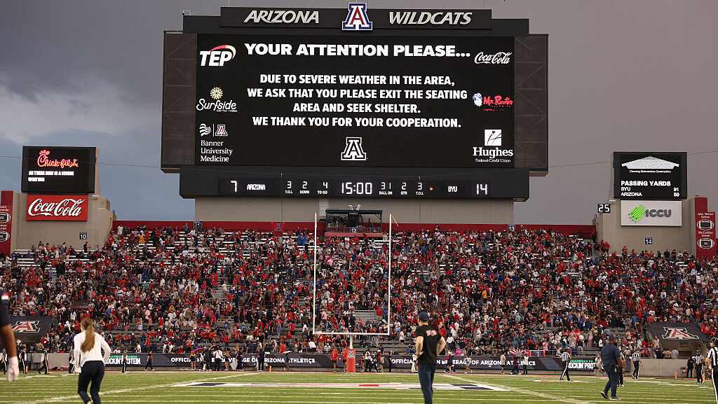 Arizona-BYU weather delay...