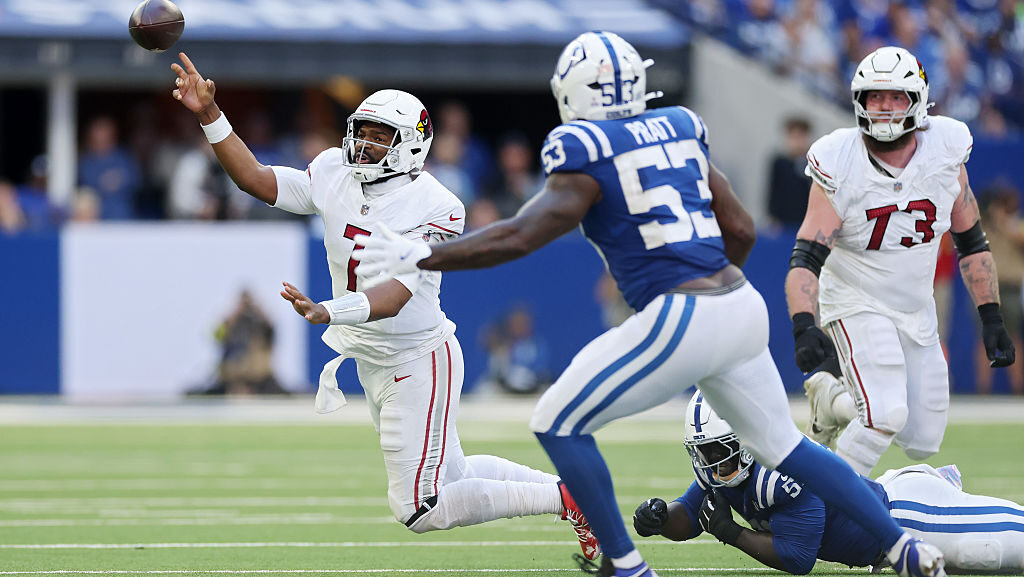 Jacoby Brissett #7 of the Arizona Cardinals...