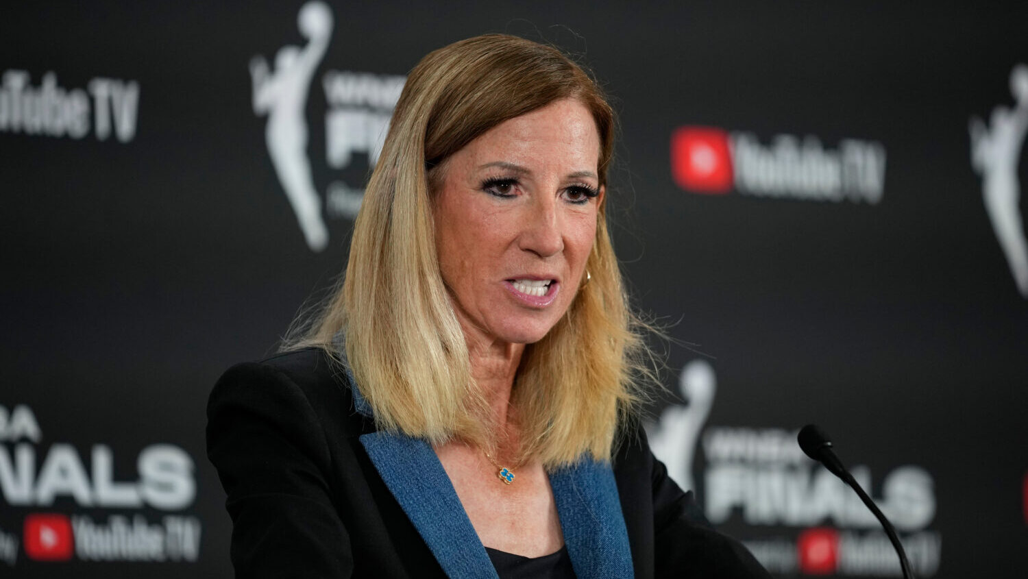 Cathy Engelbert WNBA Finals repair relationships Napheesa Collier...