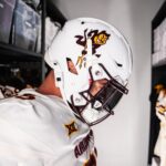 ASU football will be wearing the classic Sparky logo on white helmets for the first time in school history Saturday. (@ASUFootball/X)