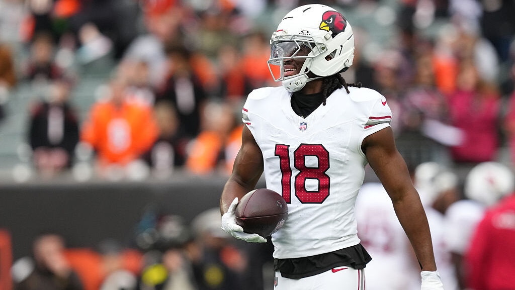 Marvin Harrison Jr. #18 of the Arizona Cardinals...