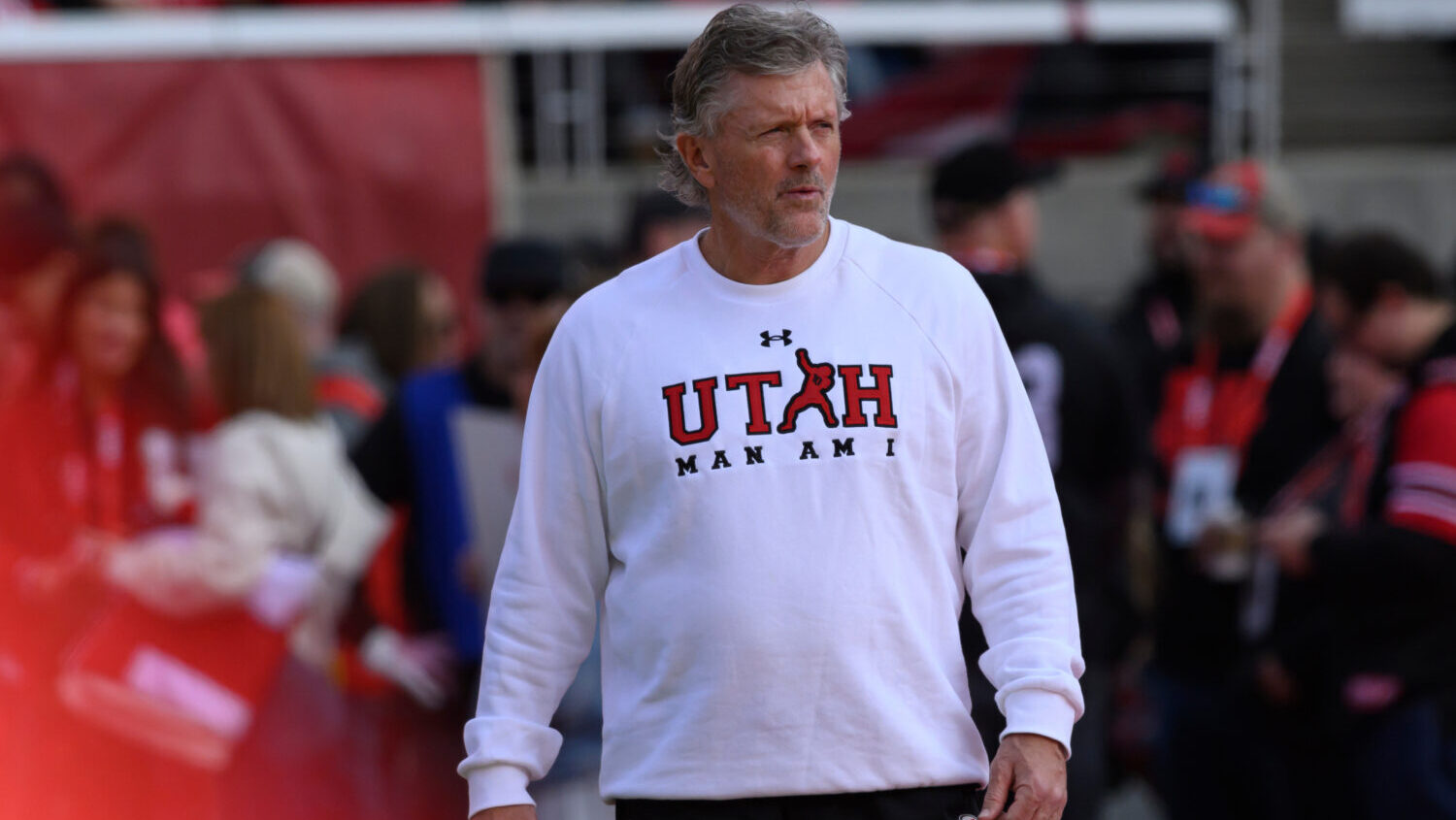 Utah head coach Kyle Whittingham before an NCAA college football game between Utah and Kansas State...