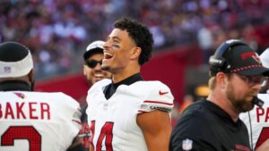 He caught that!? Michael Wilson continues to make impact with circus catch vs. Falcons