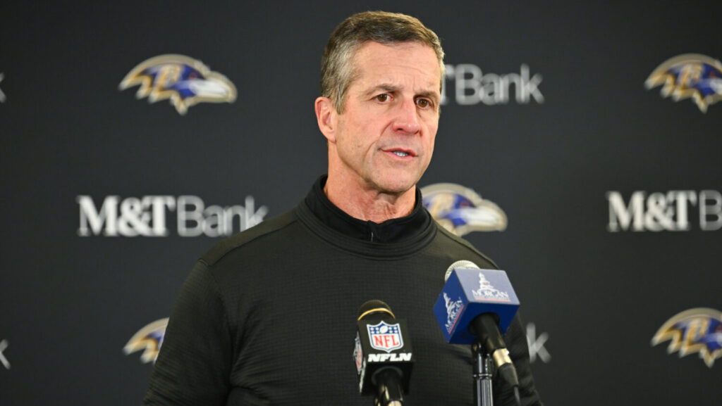 Baltimore Ravens head coach John Harbaugh speaks during a news conference after an NFL football game against the Pittsburgh Steelers, Sunday, Jan. 4, 2026, in Pittsburgh. (AP Photo/Justin Berl)Credit: ASSOCIATED PRESS