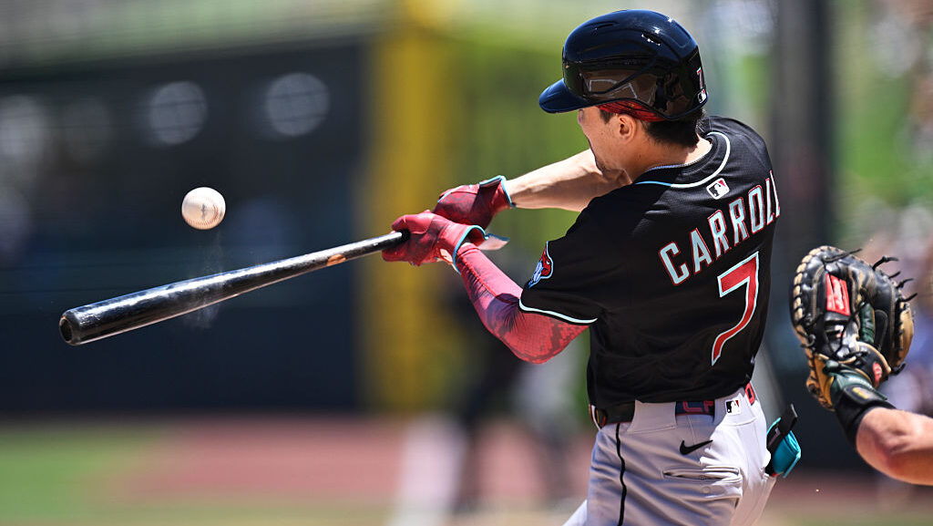Corbin Carroll #7 of the Arizona Diamondbacks...