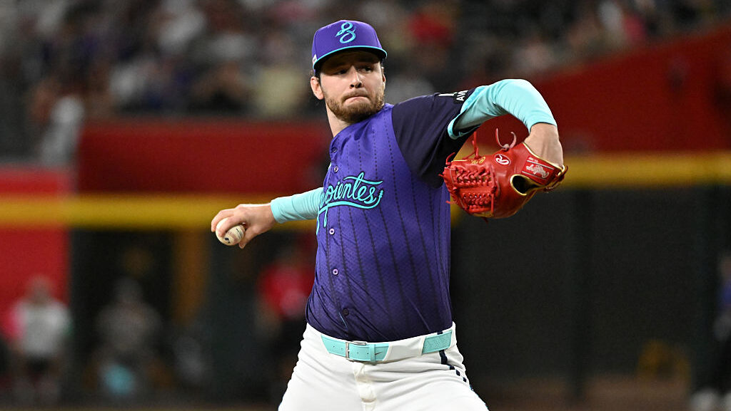 Ryne Nelson #19 of the Arizona Diamondbacks...