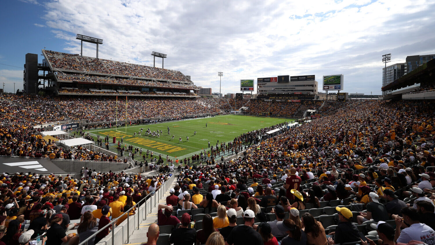 ASU Fan Fest 2026 Mountain America Stadium Tempe fireworks...