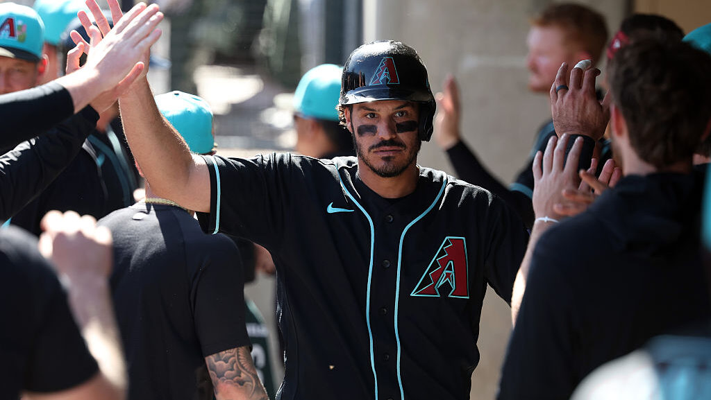 Nolan Arenado #28 of the Arizona Diamondbacks...