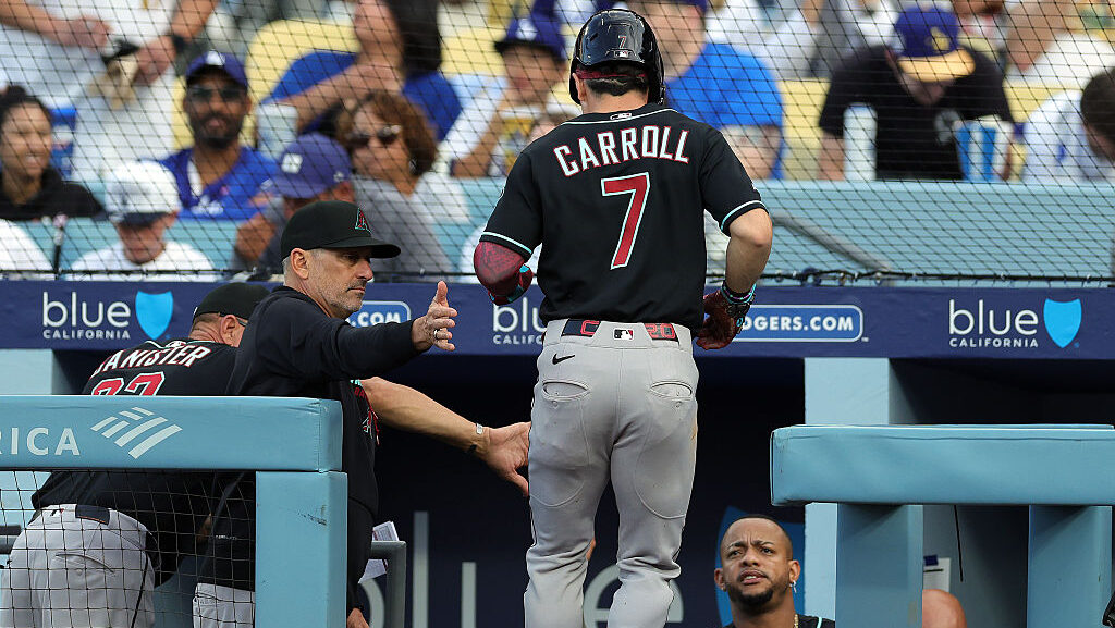 Corbin Carroll #7 of the Arizona Diamondbacks...