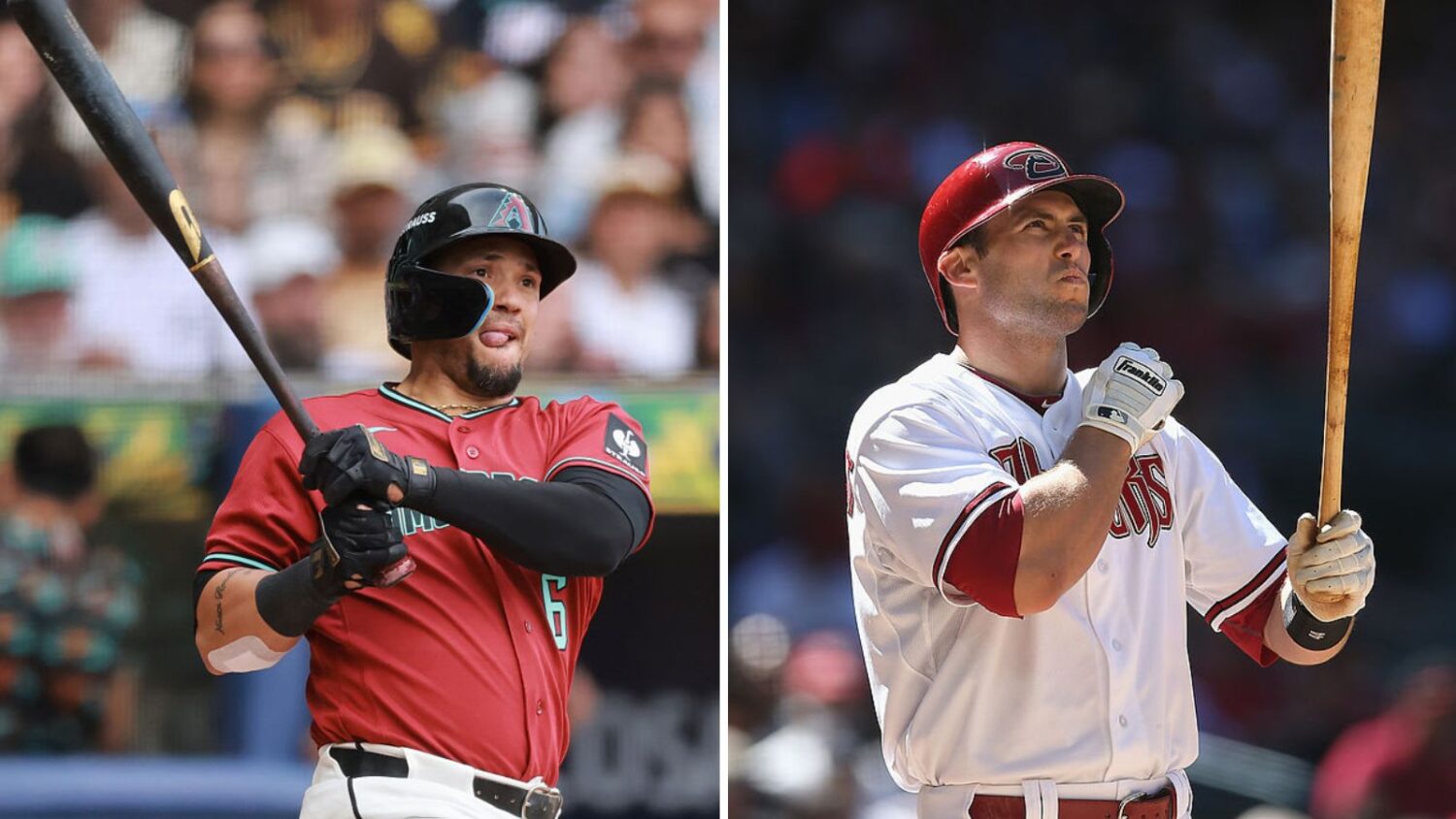 Ildemaro Vargas and Paul Goldschmidt of the Arizona Diamondbacks...