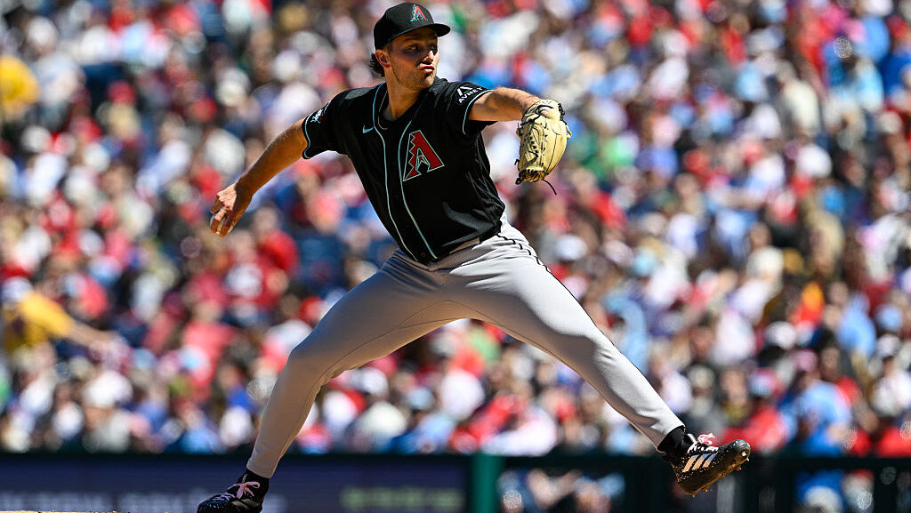 PHILADELPHIA, PA - APRIL 11: Arizona Diamondbacks pitcher Brandon Pfaadt #32 pitches the ball durin...