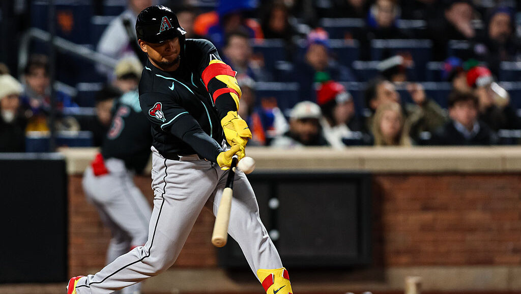 Gabriel Moreno #14 of the Arizona Diamondbacks...