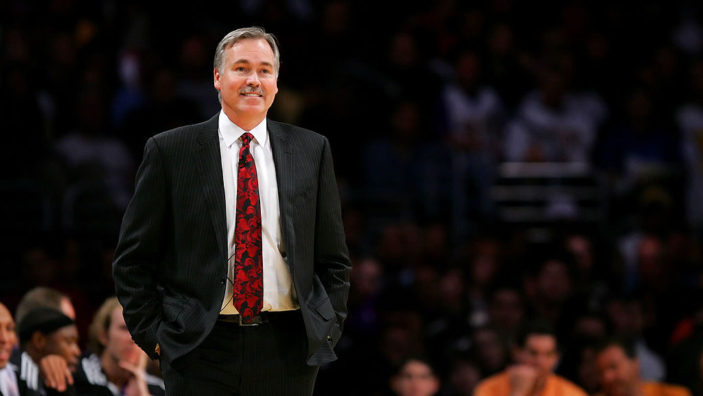 Head coach Mike D'Antoni of the Phoenix Suns looks on from the sideline during the game against the...