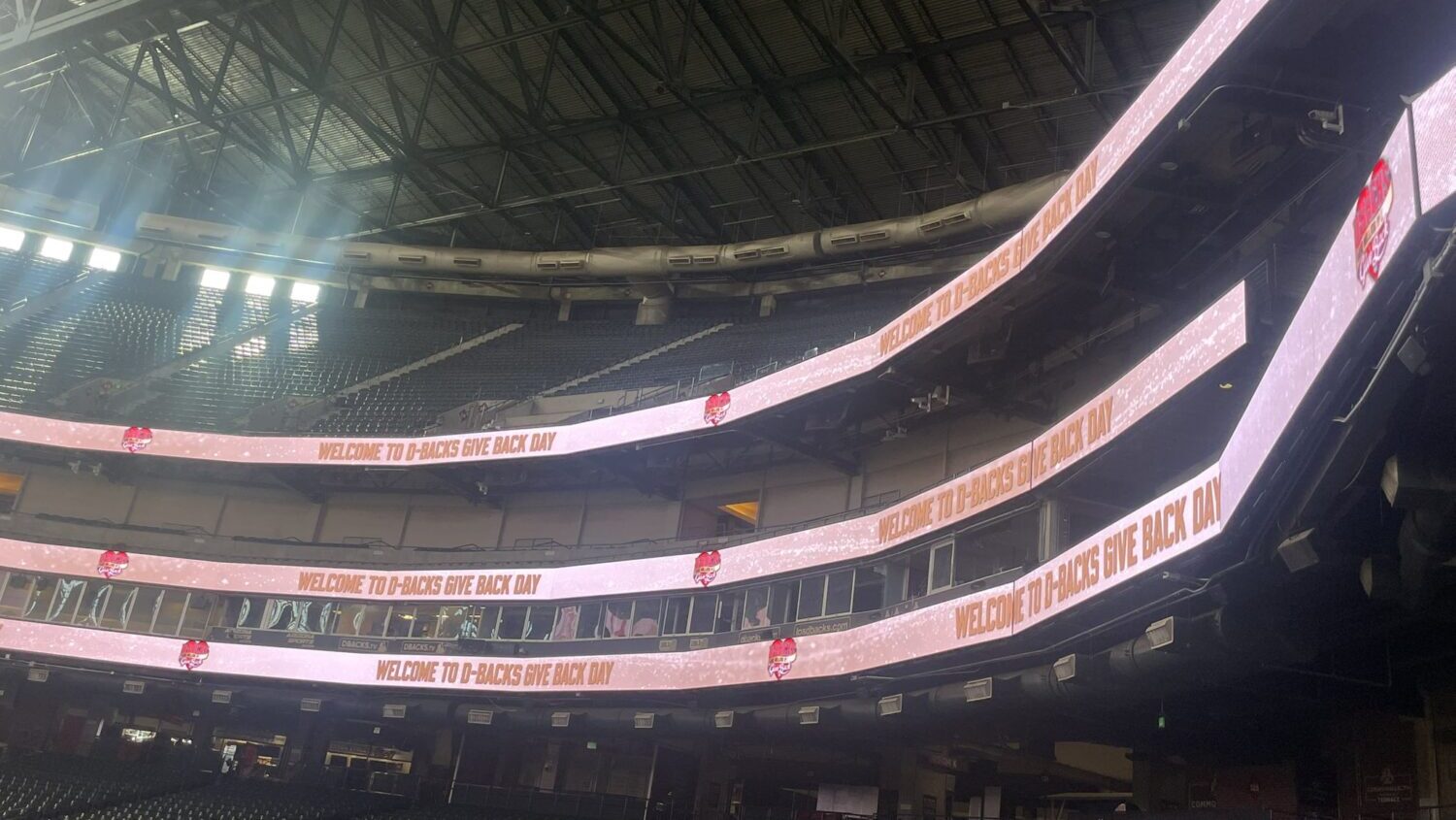 The Diamondbacks' ribbon boards...