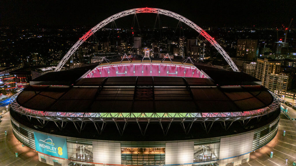 An aerial view, Wembley Stadium, where Arizona State will play...