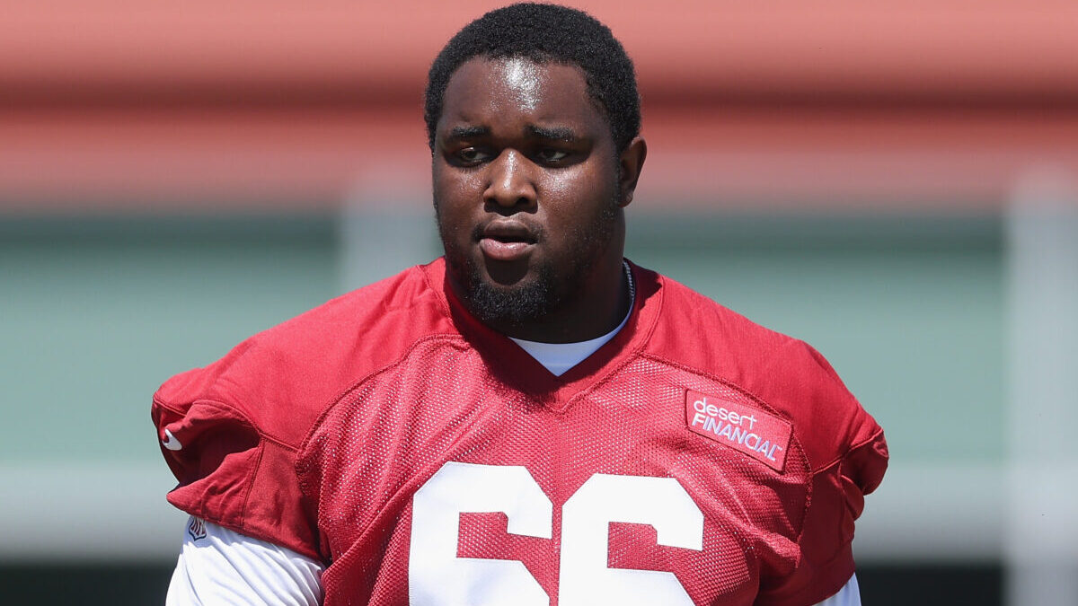 Jayden Williams rookie Cardinals offensive lineman NFL minicamp...
