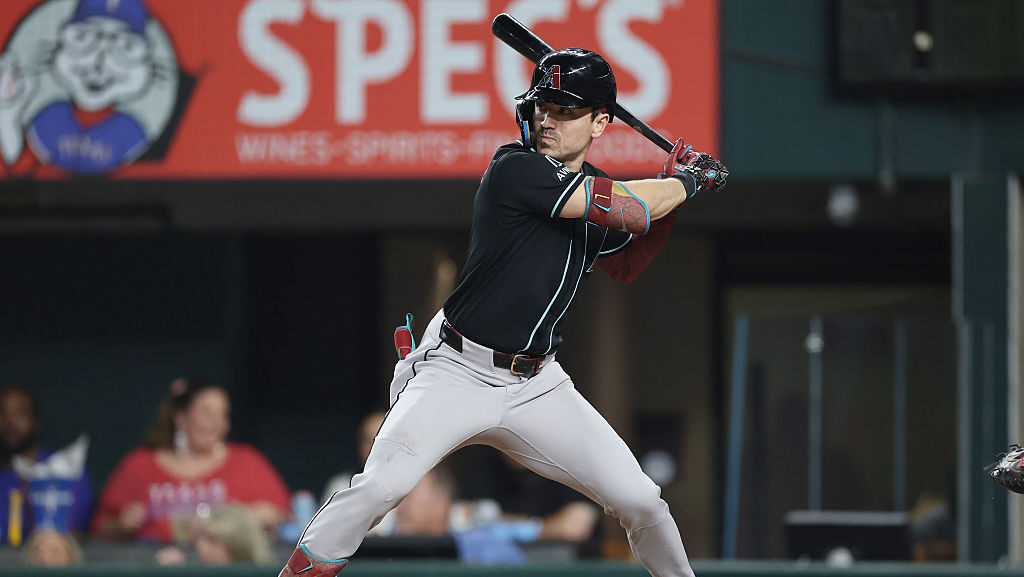 ARLINGTON, TEXAS - MAY 13: Corbin Carroll #7 of the Arizona Diamondbacks at bat during a game again...