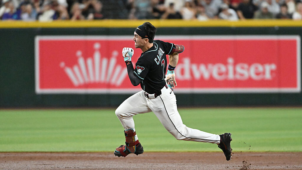 Corbin Carroll #7 of the Arizona Diamondbacks...