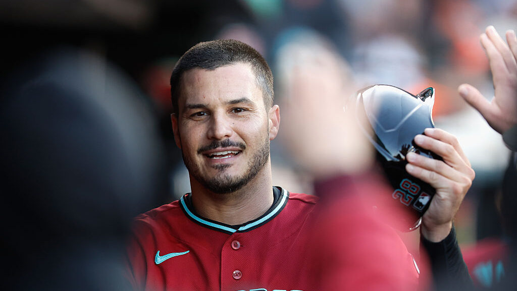 Nolan Arenado #28 of the Arizona Diamondbacks...