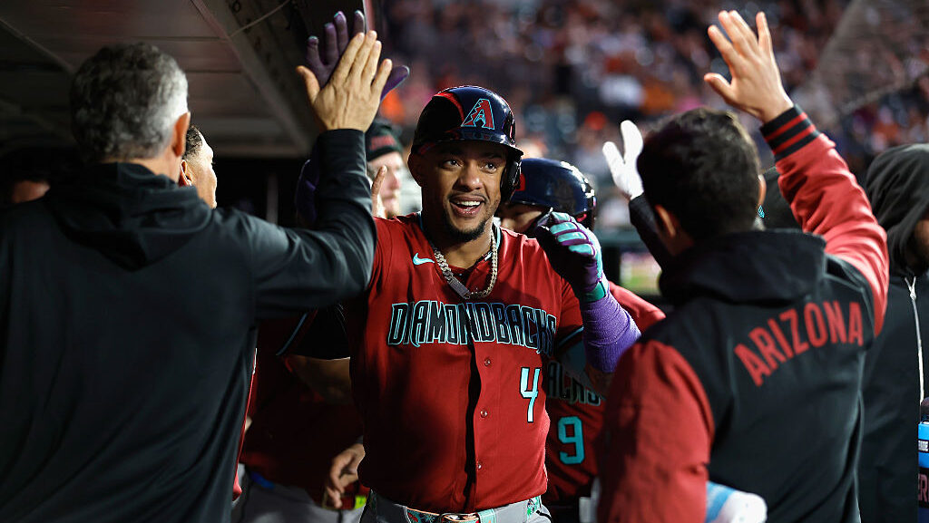 Ketel Marte #4 of the Arizona Diamondbacks...