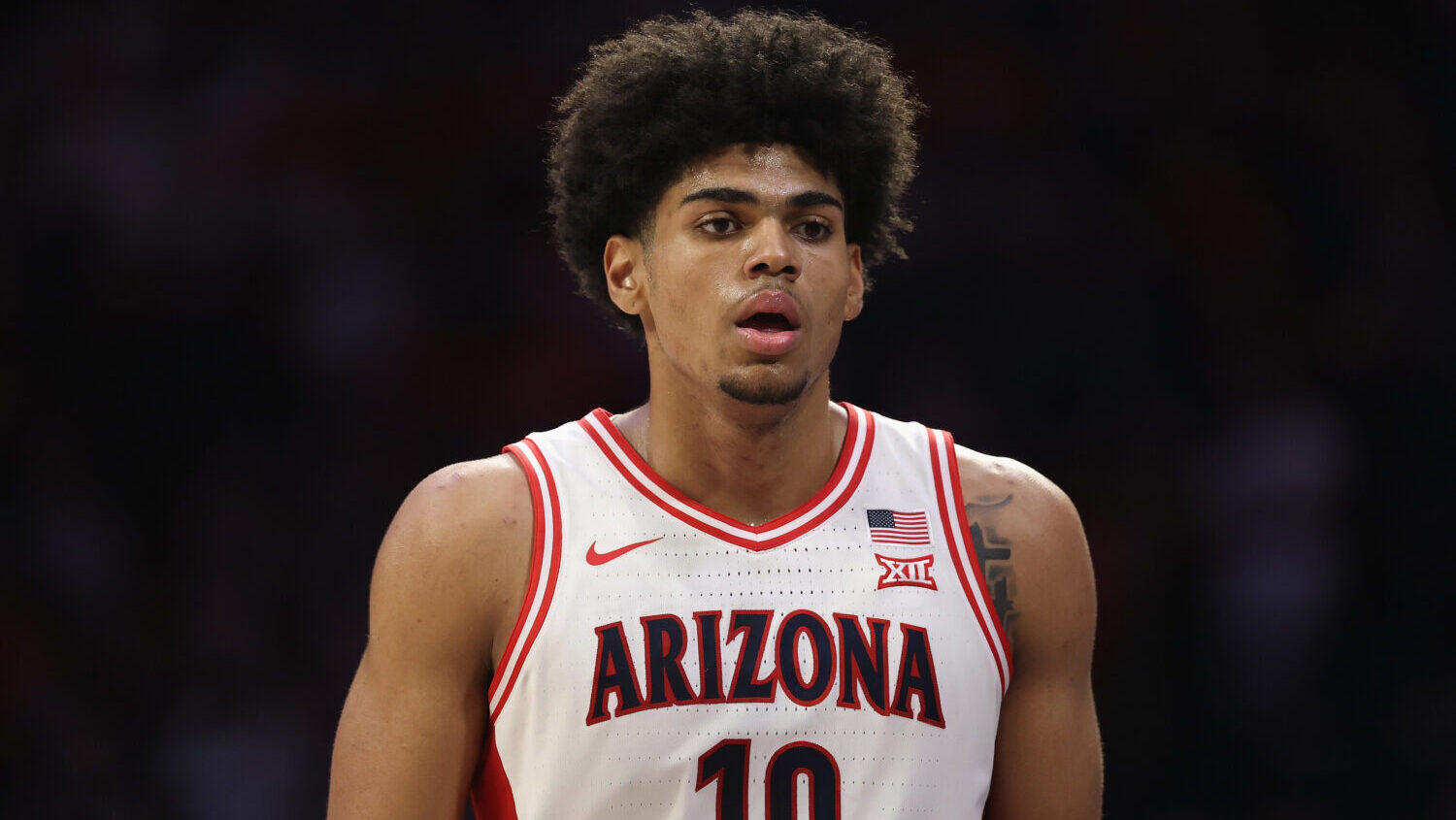 TUCSON, ARIZONA - NOVEMBER 11: Koa Peat #10 of the Arizona Wildcats during the first half of the NC...