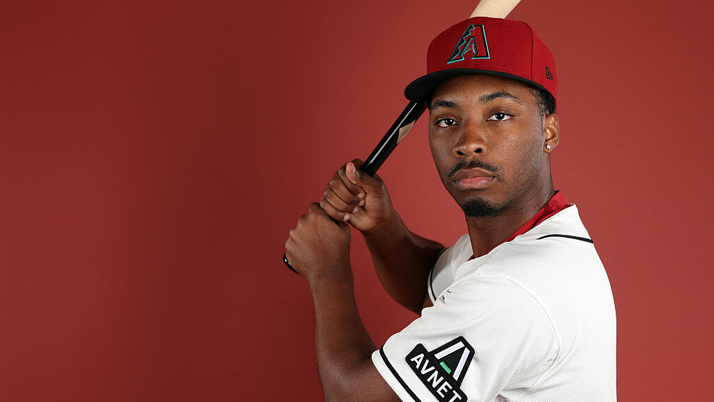 LuJames Groover #91 of the Arizona Diamondbacks...