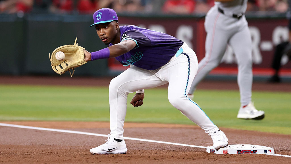 LuJames Groover #16 of the Arizona Diamondbacks...