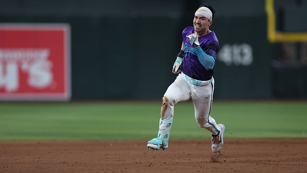 Corbin Carroll #7 of the Arizona Diamondbacks...