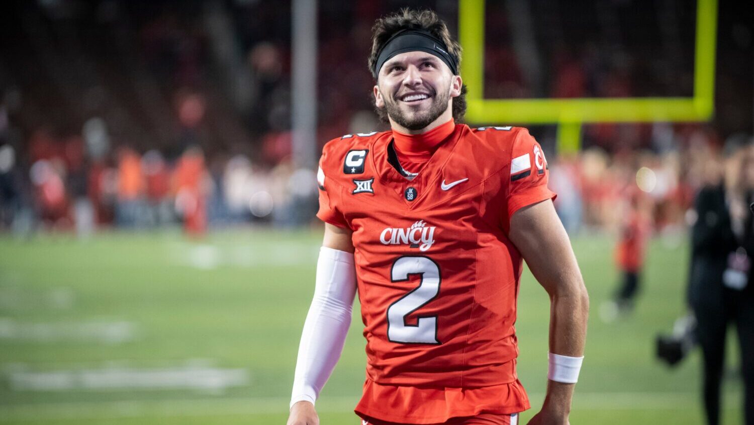 Cincinnati quarterback Brendan Sorsby (2) walks off the field after a NCAA college football game ag...