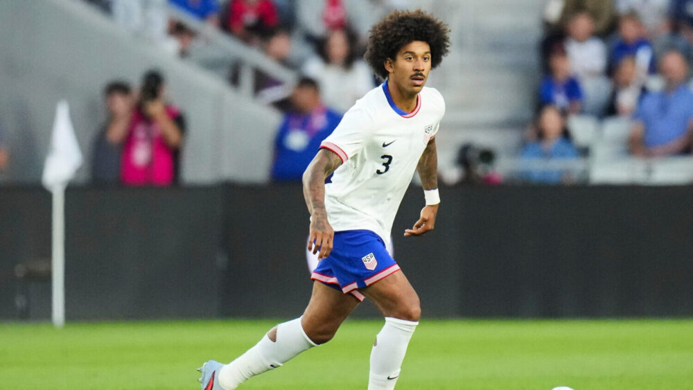 United States defender Chris Richards controls the ball during a friendly soccer match against Japa...