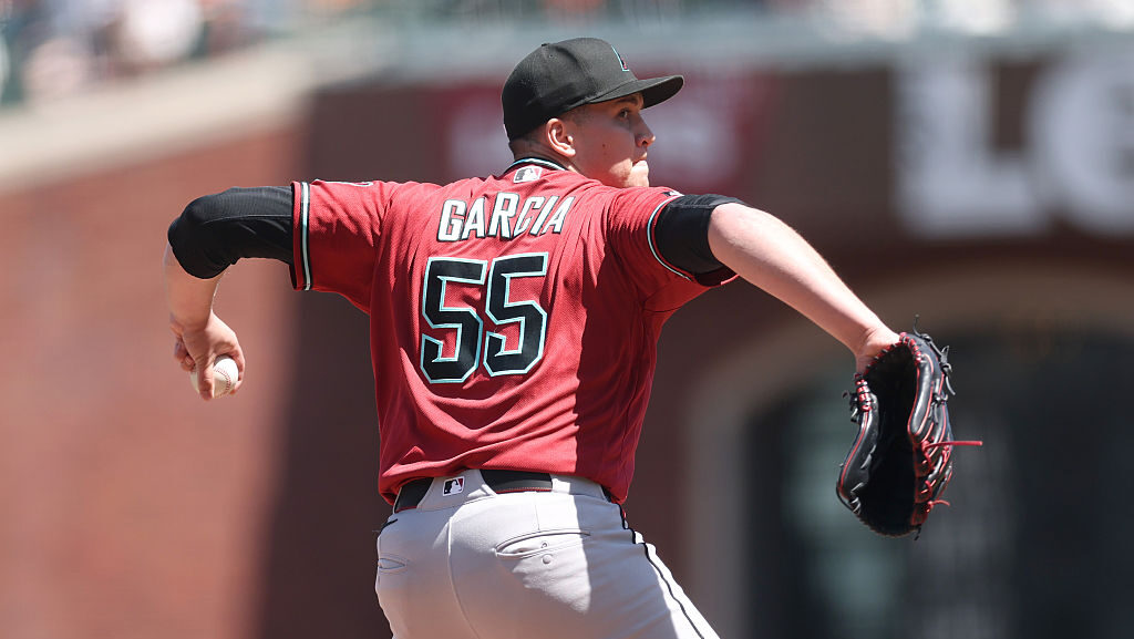 Brandyn Garcia #55 of the Arizona Diamondbacks...