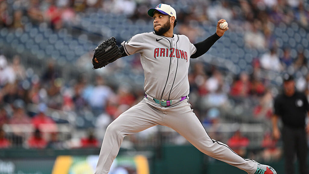 WASHINGTON, DC - JULY 24: Eduardo Rodriguez #57 of the Arizona Diamondbacks pitches in the first in...