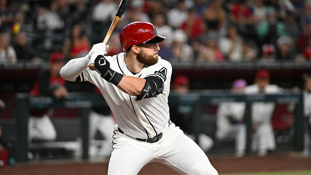 PHOENIX, ARIZONA - JULY 19: Tyler Locklear #31 of the Arizona Diamondbacks gets ready in the batter...