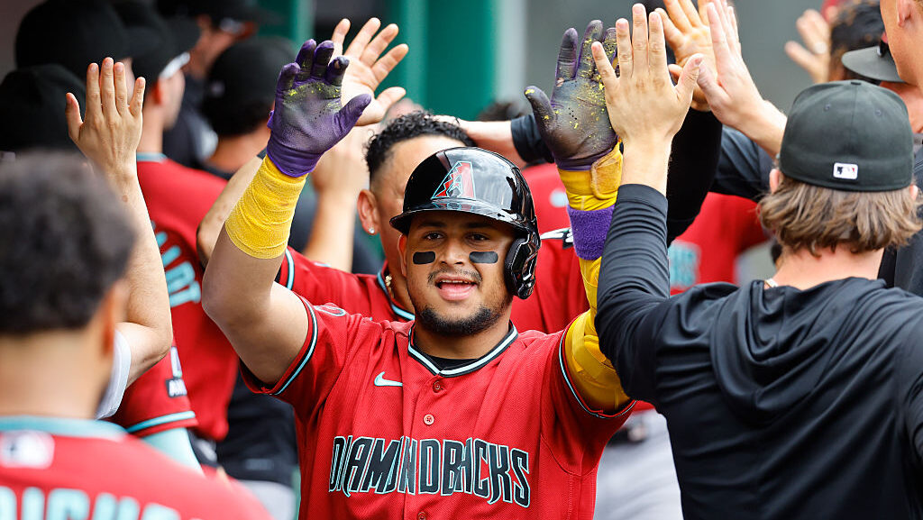 Gabriel Moreno #14 of the Arizona Diamondbacks...