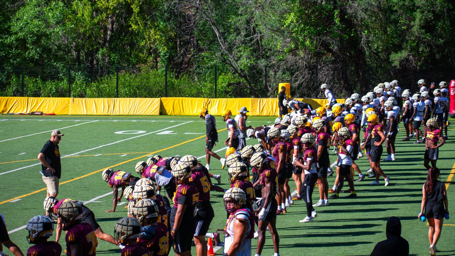 ASU football stretching at 2025 Camp Tontozona...
