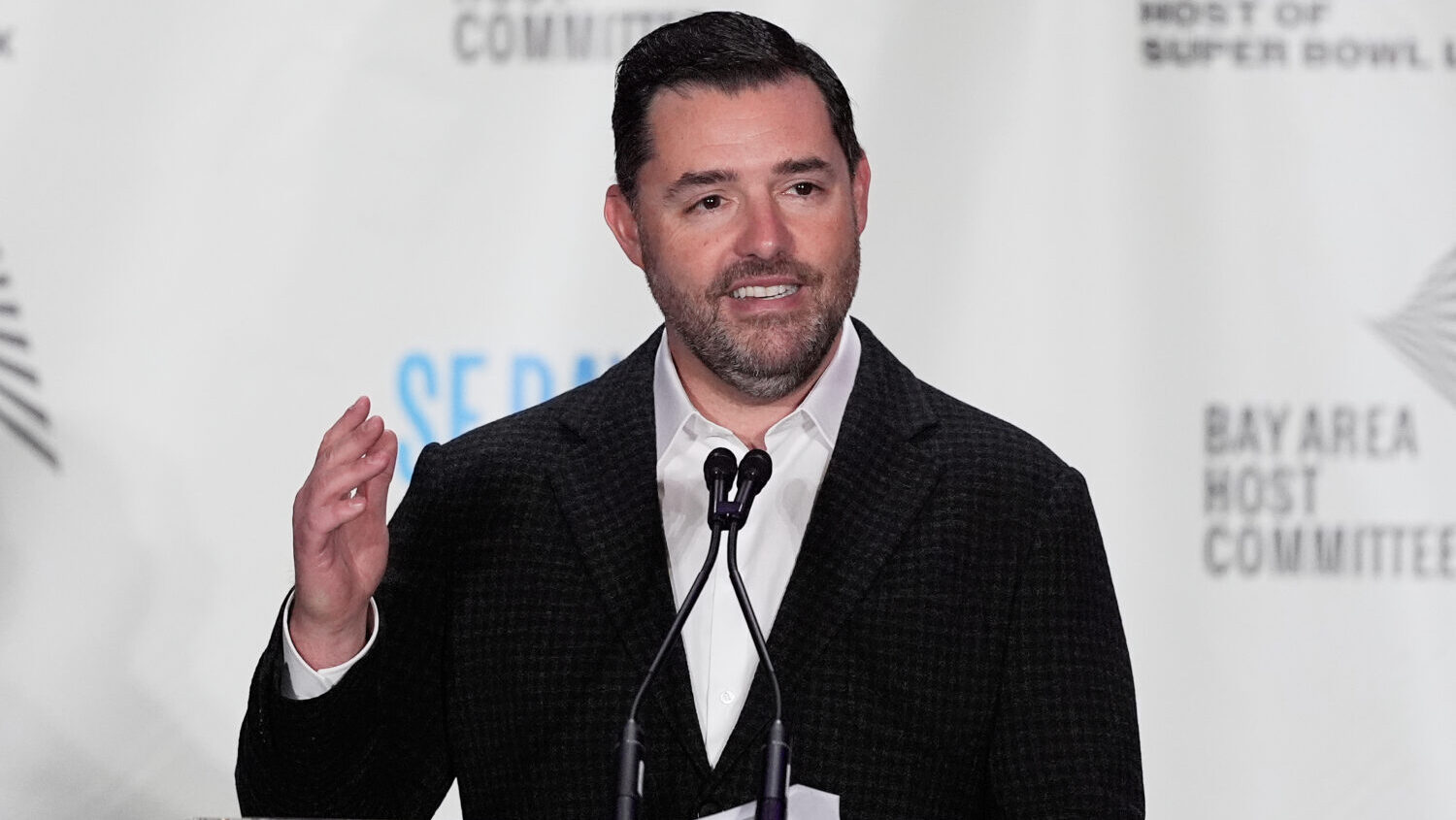 San Francisco 49ers team owner Jed York speaks at a news conference in San Francisco, Monday, Feb. ...