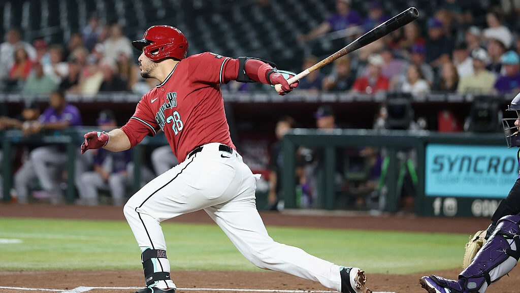 Nolan Arenado #28 of the Arizona Diamondbacks...