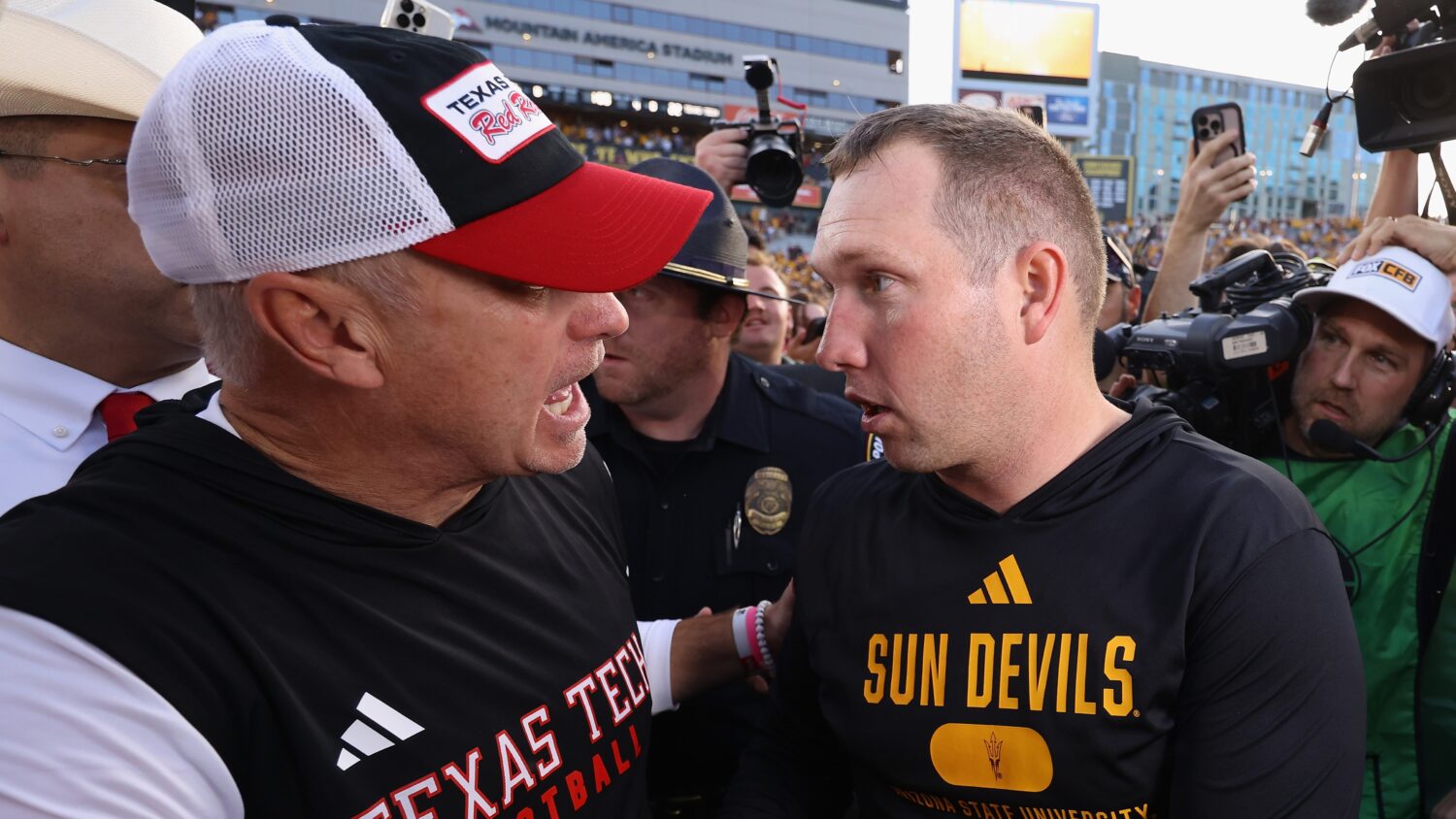 Head coaches Joey McGuire (left) and Kenny Dillingham (right) -- College Sports...
