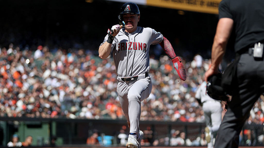 Corbin Carroll #7 of the Arizona Diamondbacks...